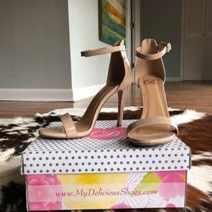 Nude strappy heels